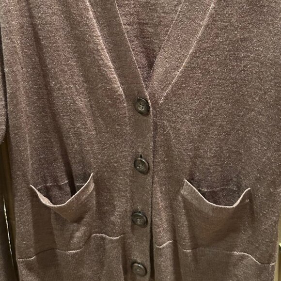 Ann Taylor LOFT Cardigan Brown Taupe Sweater -V-Neck button down sz medium - Picture 3 of 6